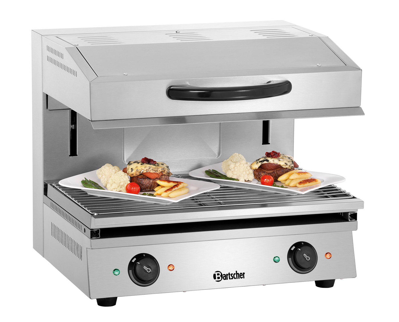 Bartscher Lift-Salamander 600-2Z |Fettauffangbehälter: Ja | Maße: 60 x 54 x 53,0 cm.Gewicht: 47,7 kg