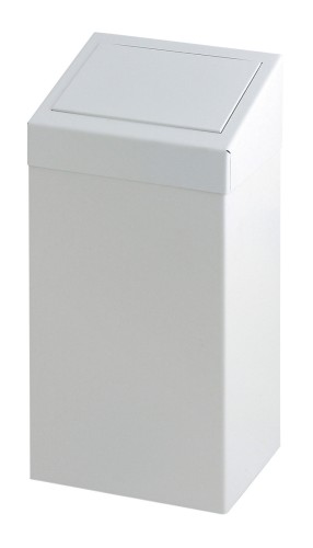 Abfallbehälter aus Metall mit Pushklappe, 50 Liter - Robuster Tritt-Mülleimer für professionelle und industrielle Verwendung.