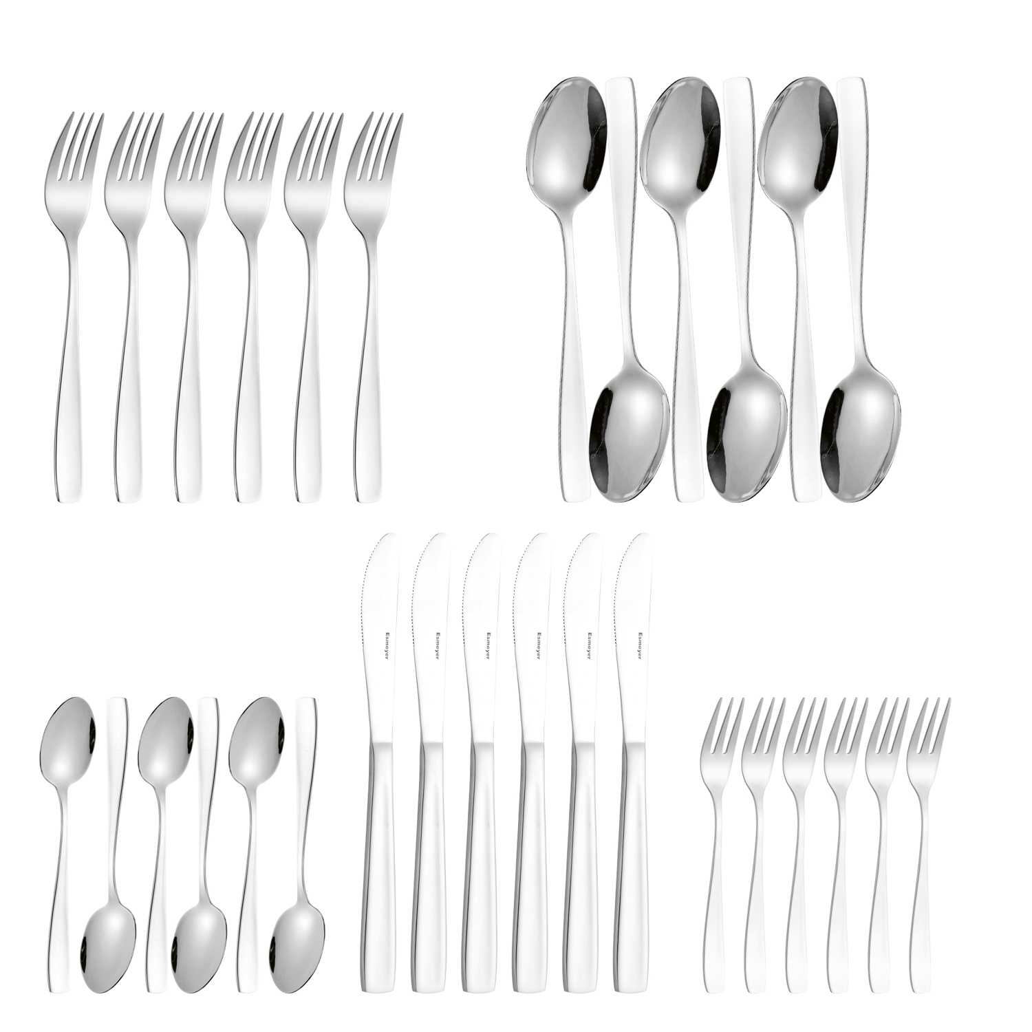 30-teiliges Besteck SASKIA aus Edelstahl 18/10, poliert. Messer aus Klingenstahl.
