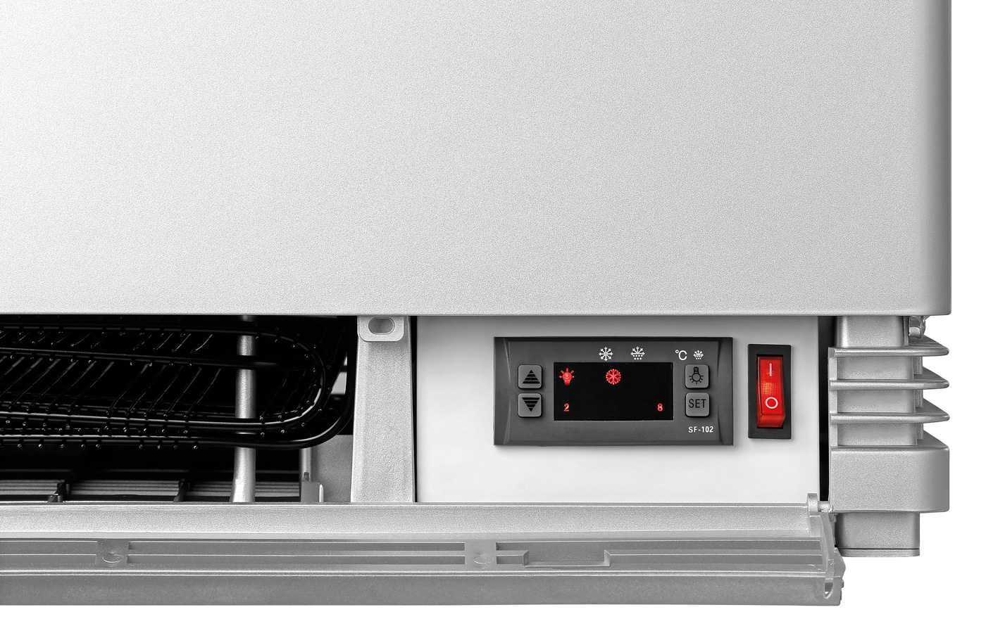 Bartscher Mini-Kühlvitrine 78L, silber | Art derVerglasung: Doppel-Verglasung | Maße: 43,5 x 38,5x 96,0 cm. Gewicht: 32,5 kg