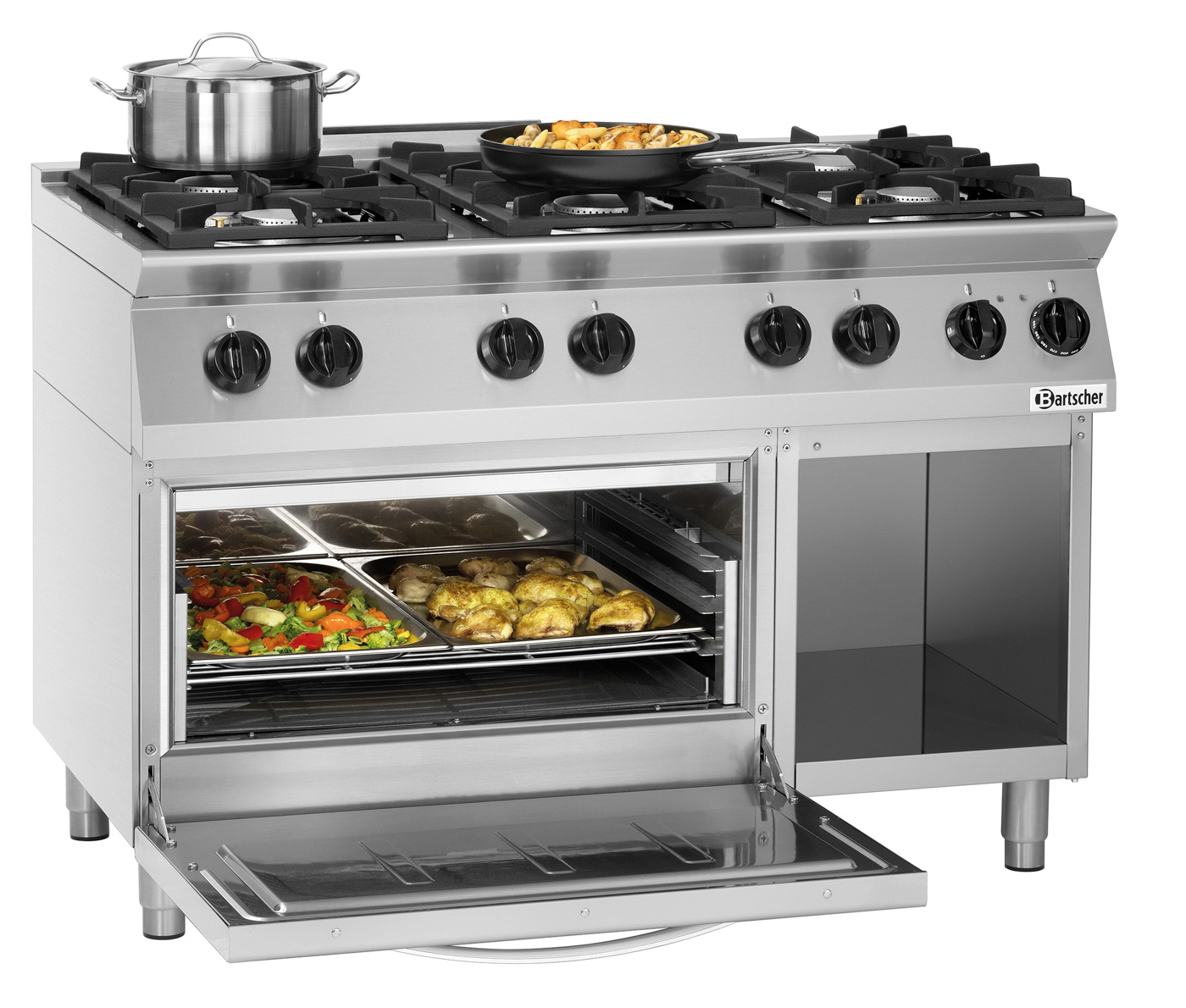 Bartscher Gasherd MFG 7360 | Pilotflamme: Ja |Maße: 120 x 70 x 91,0 cm. Gewicht: 129,4 kg