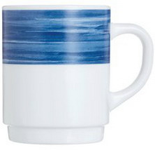 Henkelbecher 0,25 l aus Opalglas Form BRUSH - Darkblue / dunkelblau von Arcoroc