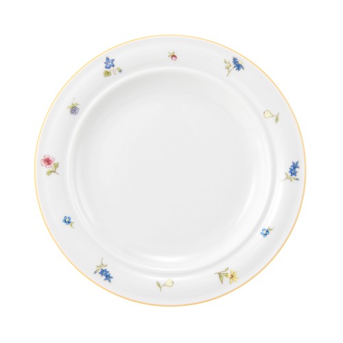 Seltmann Teller flach 20 cm Fahne, rund, Form: Community, Dekor: 57387 Streublume gelbe Linie, hohe Kantenschlagfestigkeit, Made in Germany