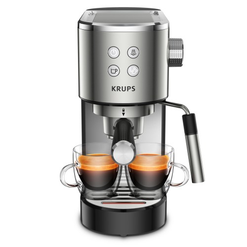 KRUPS Virtuoso Espresso Siebträgermaschine, schlankes und kompaktes Design im Edelstahl-Look, Kaffee- und Cappuccino-Maschine, rasche
