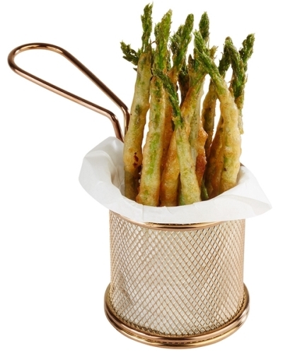 Servier-Frittierkorb Ø 8 cm, H: 7,5 cm, Griff 9,5cm Edelstahl, Gold-Look -SNACKHOLDER- spülmaschinengeeignet Farbe: Gold