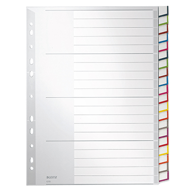 Leitz Ordnerregister DIN A4, Überbreite blanko Polypropylen grau 20 Registerblätter