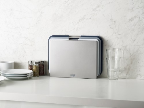 Joseph Joseph Nest - 3-teiliges Schneidebrett-Set, groß - grau