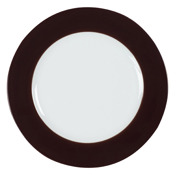 Teller flach 31,5 cm - Form: Table Selection -, Dekor 68570 kaffeebraun - aus Porzellan., Hersteller: Eschenbach. "Made in Germany".