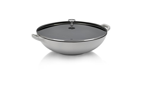 Kela Wok Calido aus Gusseisen, hellgrau, Höhe ca. 170mm, Ø 360mm , Inhalt: 4 L