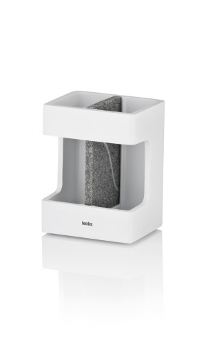 Zahnbürstenhalter Cube Polyresin weiß 8,5x6,5x11,5 cm von Kela