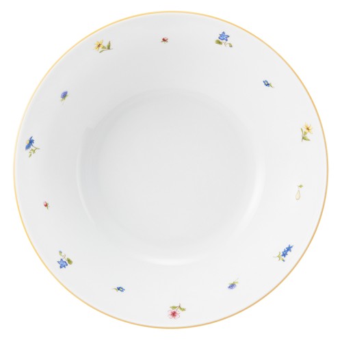 Seltmann Schüssel rund 24 cm, rund, Form: Community, Dekor: 57387 Streublume gelbe Linie, hohe Kantenschlagfestigkeit, Made in Germany