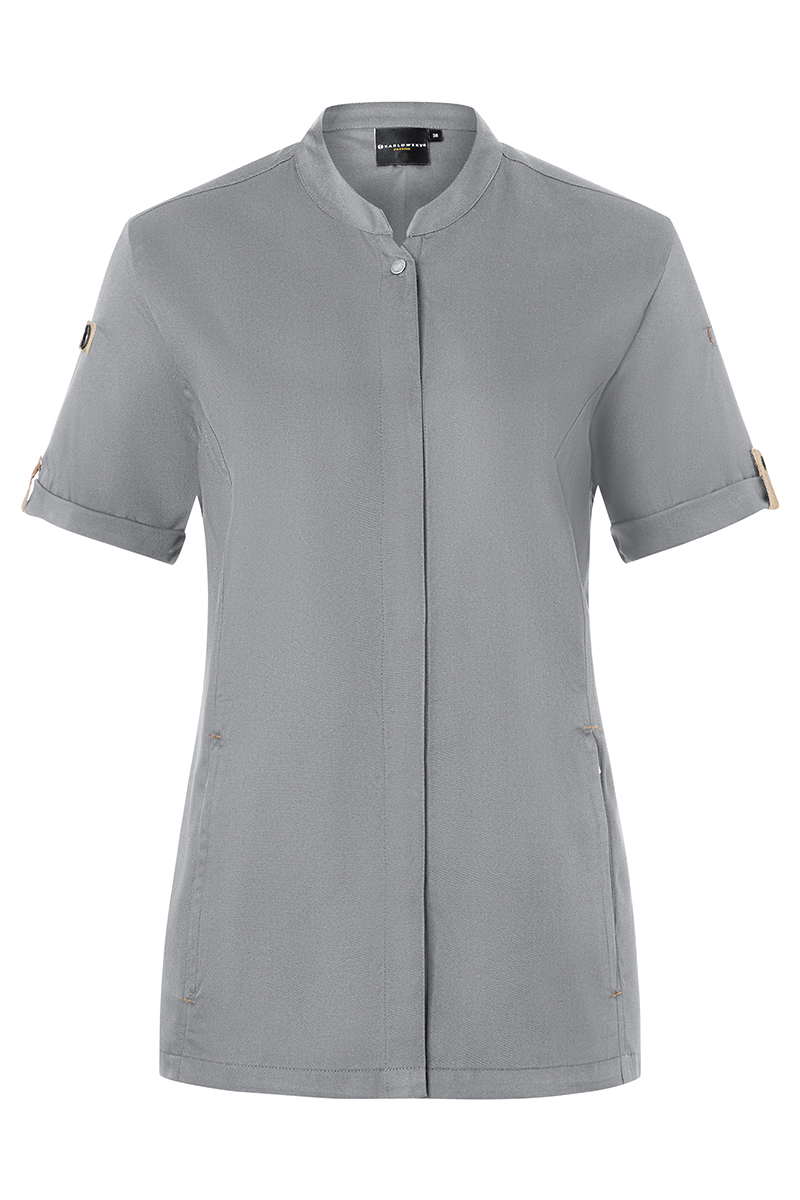 Kurzarm Damenkochjacke Green-Gen., aus nachhalt. Material , 72% GRS Cert. Rec. Polyester / 28% Convent. Cotton - Gr. 48 - schwarz - von Karlowsky