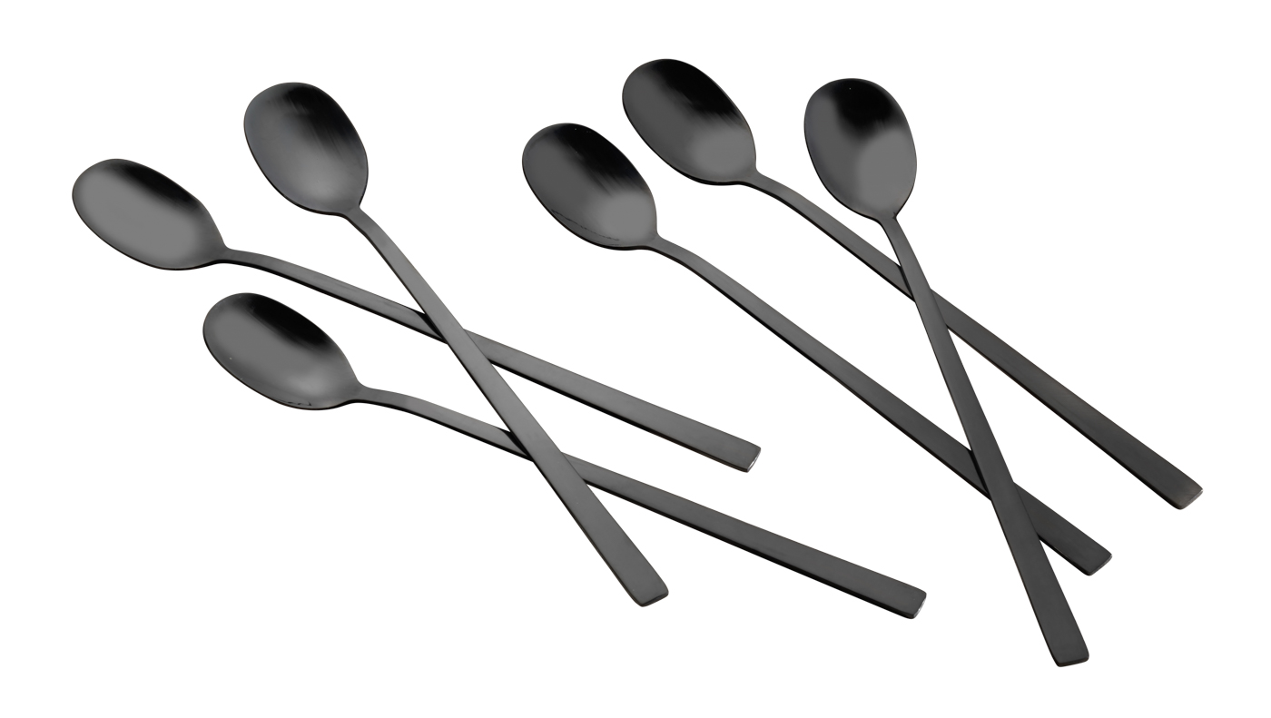 6er Pack Langstiel-Löffel MELINA, Edelstahl, mit PVD-Beschichtung, Farbe: schwarz. Edelstahl 18/10, poliert, Materialstärke: 2.0 mm