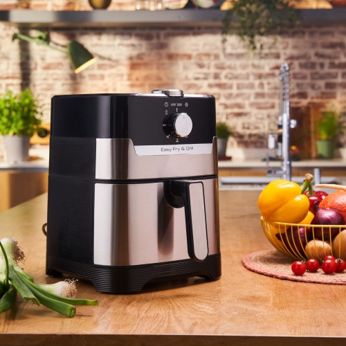 TEFAL EASY FRY & GRILL CLASSIC+ EY501D Easy Fry & Grill Classic+, 2-in-1, Gesundes Kochen, Heißluftfritteuse + Grill, Einstellbare