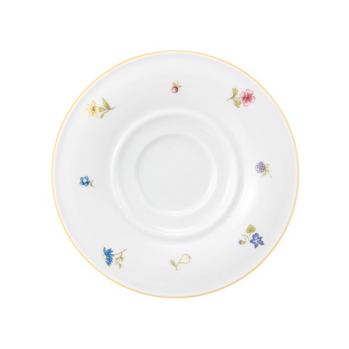 Seltmann Kombi-Untere 1 15,5 cm, rund, Form: Community, Dekor: 57387 Streublume gelbe Linie, hohe Kantenschlagfestigkeit, Made in Germany