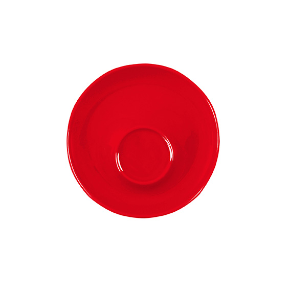 Untertasse 11 cm Spiegel außerzentrisch - Form:, Baristar - Dekor 79172 glutrot - aus Porzellan., Hersteller: Eschenbach. "Made in Germany".
