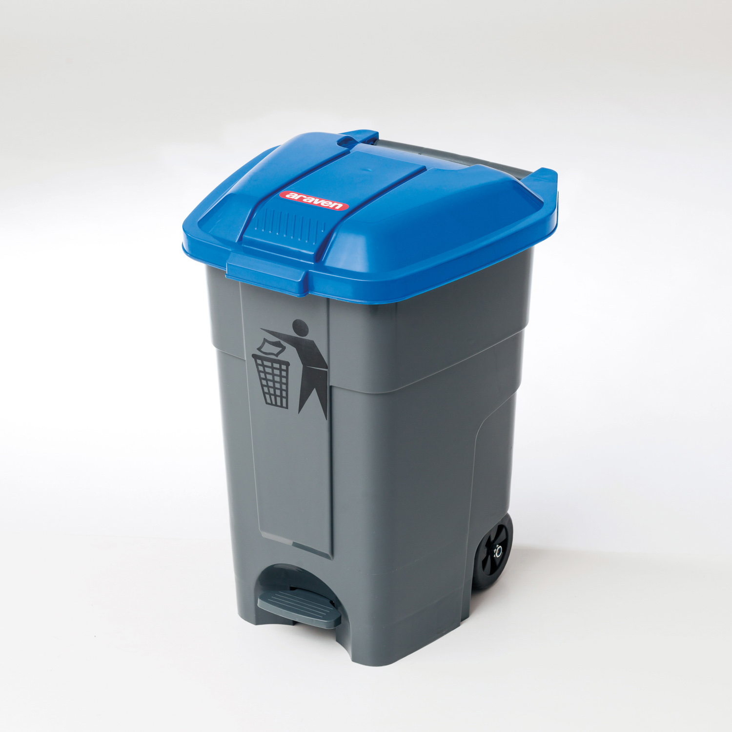 ARAVEN Abfalleimer in den Abmessungen 467x435x620mm mit 50 Liter Füllvermögen, blau