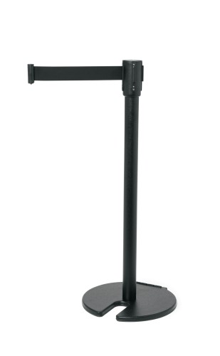 Abgrenzungspfosten. Edelstahl, pulverbeschichtet. mit Gurtband und Rolle, Ø Rohr 5 cm,