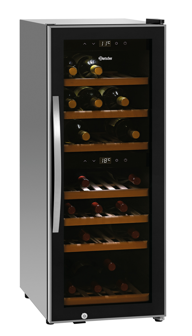 Bartscher Weinkühlschrank 2Z 38FL | Tür-Art:Flügeltür, Glas | Maße: 39,6 x 58 x 103,0 cm.Gewicht: 40 kg