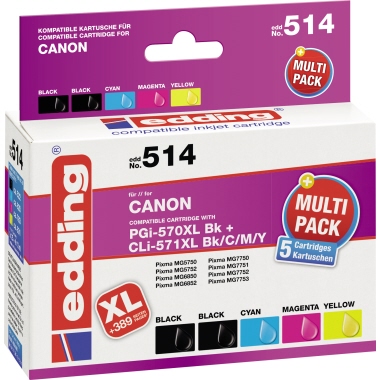 edding Tintenpatrone Canon PGI-570XL/CLI-571XL EDD-514 schwarz, photoschwarz, mehrfarbig
