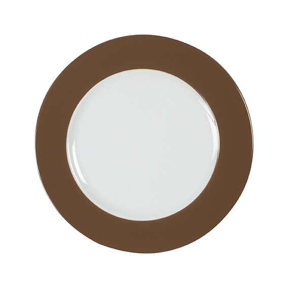 Teller flach 26 cm - Form: Table Selection -, Dekor 79921 nougat - aus Porzellan. Hersteller:, Eschenbach. "Made in Germany".