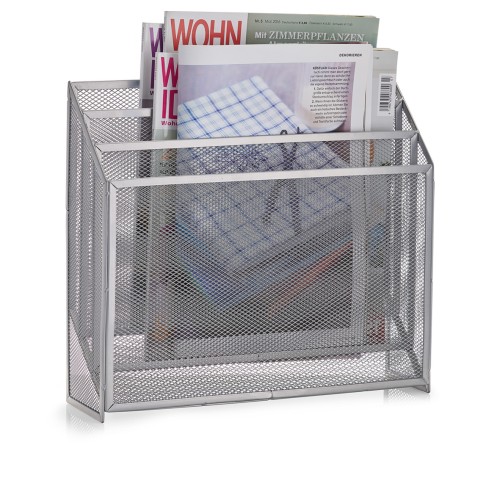 Zeitungsständer, Mesh; pulverbeschichteter kaltgewalzter Stahl, 32x9x29,5 cm. Farbe: silber. Ordentlich verstaut - ob Magazine oder