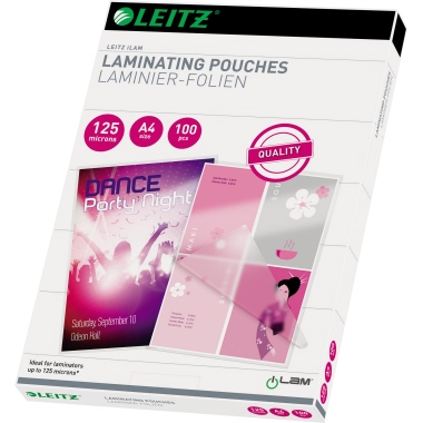 Leitz Laminierfolientasche 216 x 303 mm (B x H) DIN A4 125µm glänzend 100 St./Pack.