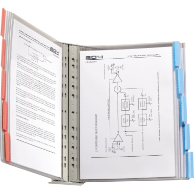 DURABLE Sichttafelwandhalter FUNCTION WALL 10 DIN A4 PVC/Metall rot/blau 10 Sichttafeln