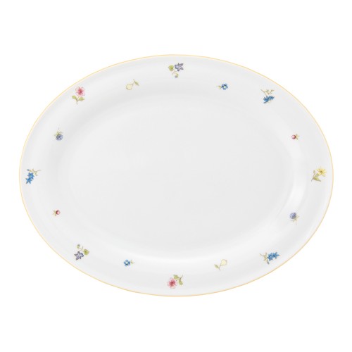 Seltmann Platte oval 31 cm, oval, Form: Community, Dekor: 57387 Streublume gelbe Linie, hohe Kantenschlagfestigkeit, Made in Germany