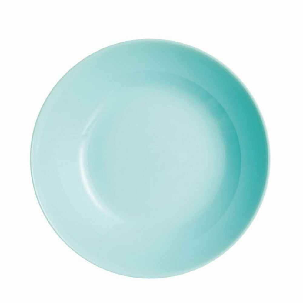 Dessertteller DIWALI flach, Durchm. 19cm, Farbe: mint, aus Opalglas (gehärtet), in Coupteller-Form, ohne breite "Fahne"