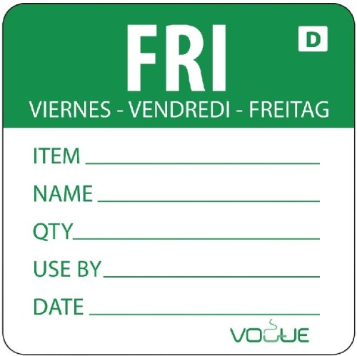 Auflösbare Tagesetiketten Freitag - 250 Stück