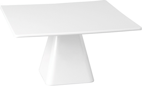 Servier- und Tortenplatte 31 x 31 cm, H: 16 cm Melamin, weiß -CASUAL- spülmaschinengeeignet stapelbar nicht