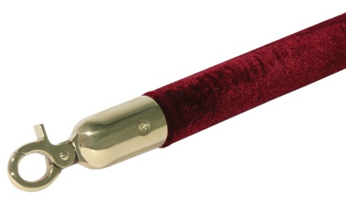 Rotes Seil 150 cm passend zu Absperrpfosten, gold goldfarben beschichteter Stahl, mit kugelförmigem Kopf, mit schwerer