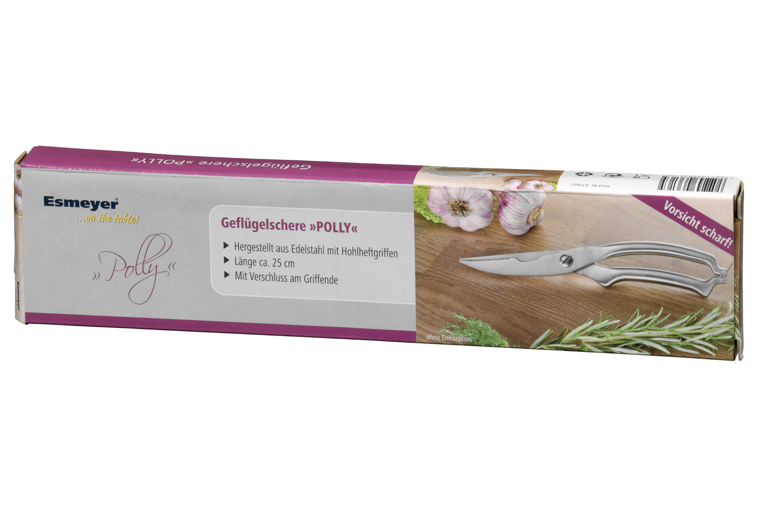 Geflügelschere POLLY, Klingen aus Spezialstahl, Hohlheft-Griff aus Edelstahl 18/0, Gesamtlänge ca. 25 cm,