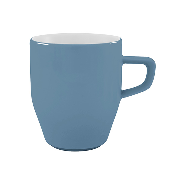 Becher mit Henkel 0,30 l - Form: Baristar - Dekor, 79925 grau-blau - aus Porzellan. Hersteller:, Eschenbach. "Made in Germany".