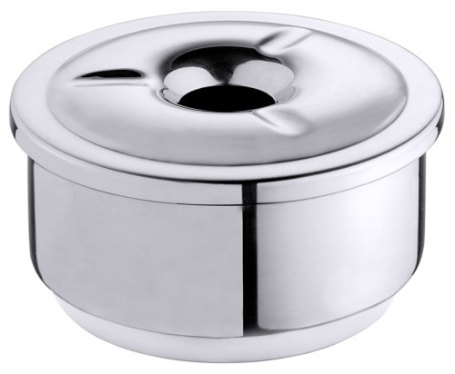 Windaschenbecher zweiteilig, aus Edelstahl 18/10, hochglänzend, extra tief zum Befüllen mit Sand oder Wasser, schwere Qualität