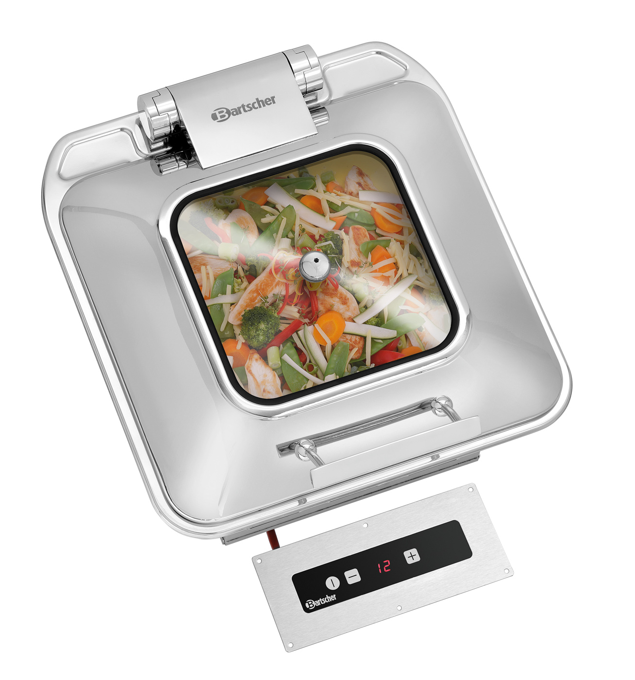 Bartscher Induktionswarmhalteplatte IW3-EBBF |Farbe: Schwarz ,Silber | Maße: 28 x 28 x 9,5 cm.Gewicht: 4,2 kg