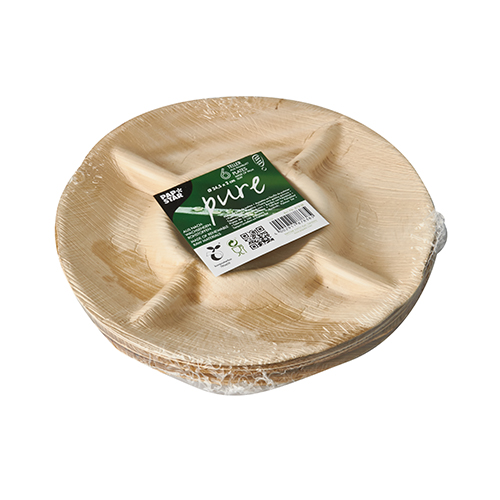 6 Teller, Palmblatt "pure" 5-geteilt Ø 24,5 cm · 2 cm von PAPSTAR