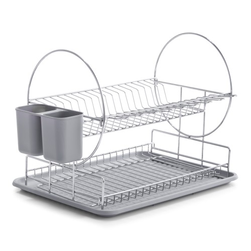 Zeller Geschirrabtropfständer, Kunststoff/Met. verchr., grau