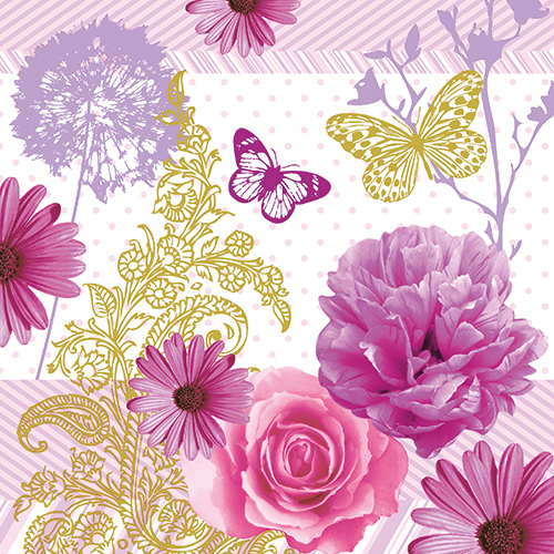 20 Servietten, 3-lagig 1/4-Falz 33 cm x 33 cm "Charlene" von PAPSTAR