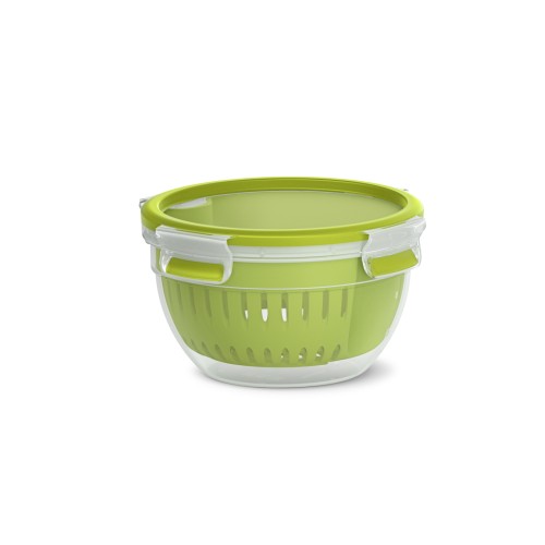 EMSA CLIP & GO Fruit Bowl Frischhaltedose (1,1L, Siebeinsatz für länger anhaltende Frisch, luftdichter Clips-Verschluss, 100 % dicht,