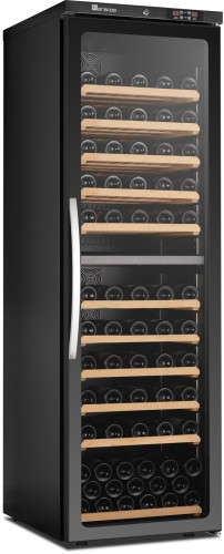 SARO 2-Zonen Weinkühlschrank mit Glastür, Modell CV 450 PV 2T Made in Europe - Material: (Gehäuse und Innenraum) Stahl