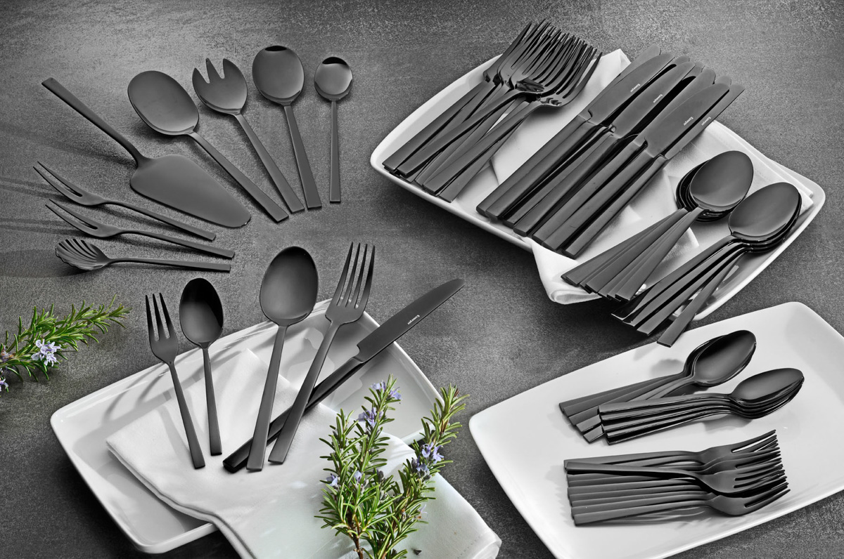 68-teiliges Besteck MELINA, Edelstahl, mit PVD-Beschichtung Farbe schwarz