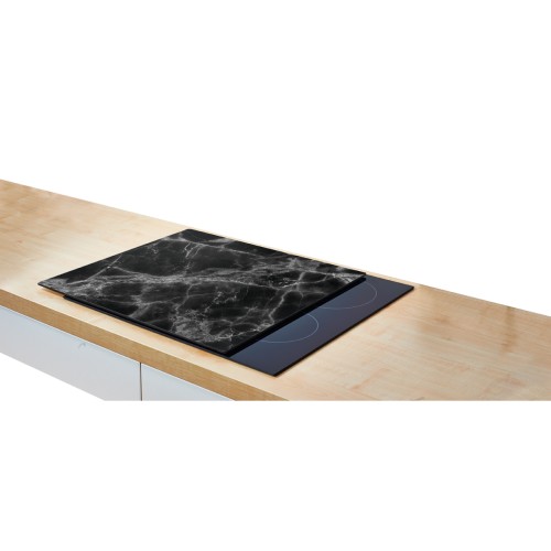 Herdblende-/Abdeckplatte, Sicherheitsglas, 56x50 cm. Farbe: schwarz. Diese moderne Herdabdeck-/Schneideplatte aus Sicherheitsglas