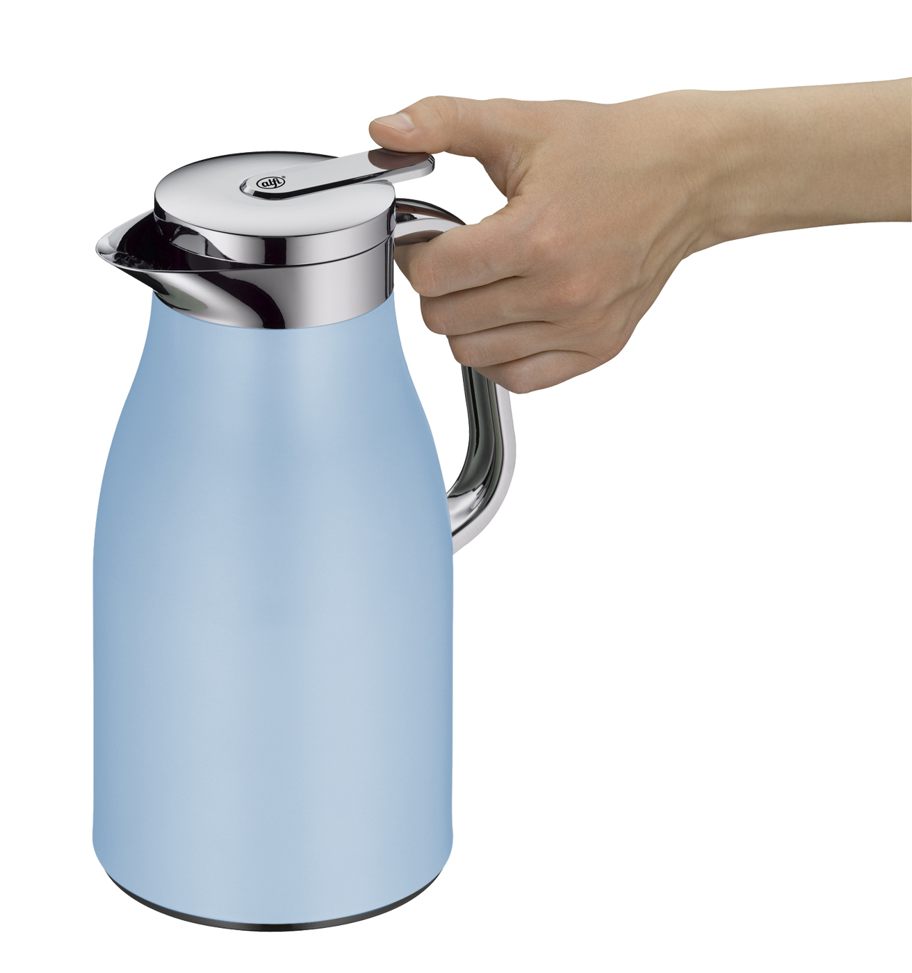 Isolierkanne Skyline pastel water mat 1,0 l; by pearl creative Christian Rummel & Tim Storti; hochwertiger Edelstahl mit Hartglaseinsatz