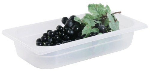 GN-Behälter 1/4 aus Polypropylen, milchig-transparent, tiefkühl- und spülmaschinengeeignet, geschmacksneutral, für