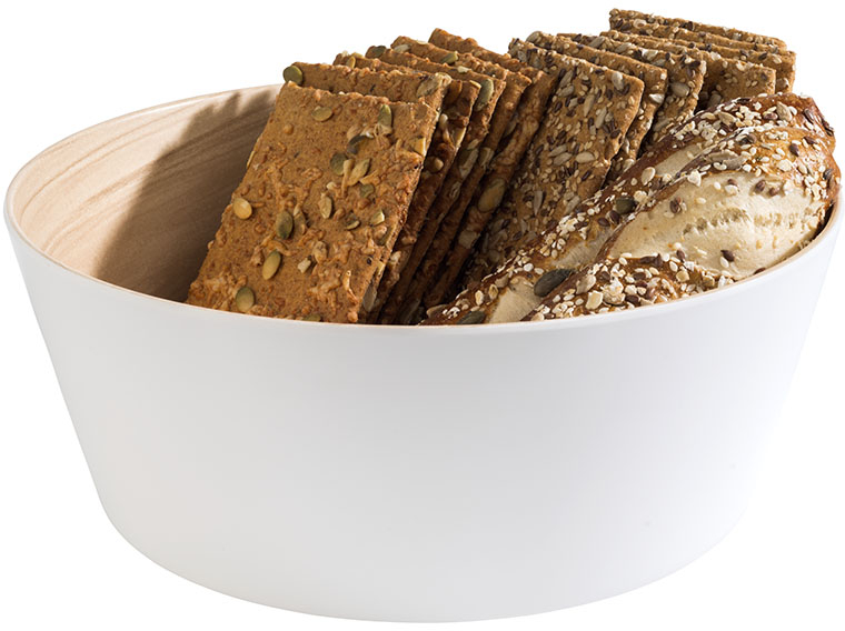 APS Schale CATE, Inhalt: 3,4 Liter, Durchmesser: 265 mm, Höhe: 105 mm, Farbe: weiß mit Holzoptik, aus robustem Melamin-Kunststoff