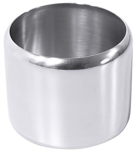 Zuckerdose aus Edelstahl, außen hochglänzend Volumen: 0,3 l, Durchmesser: 8,5 cm, Höhe: 7 cm
