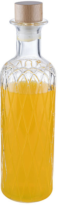 Glaskaraffe -DIAMOND- Ø 8 cm, H: 28 cm, 0,8 Liter Glas, Buchenholz, Silikon spülmaschinengeeignet zerbrechlich Farbe: