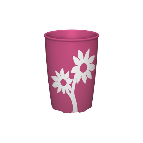 Ornamin Becher 820, 250ml pink/weiß Blume
